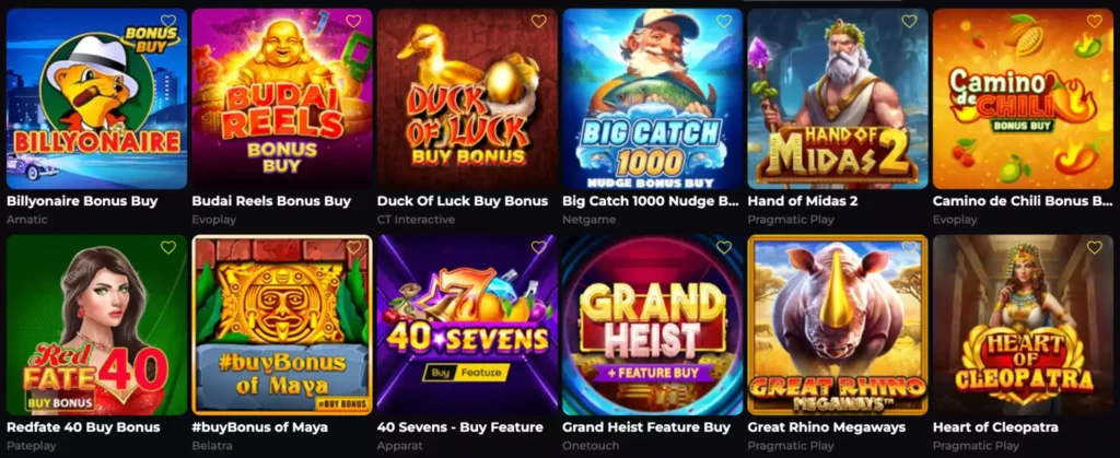SpinReelz Casino Bonus Round Buy Games